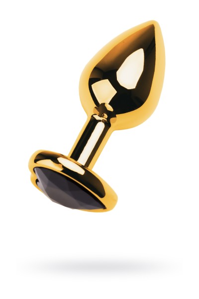 Анальная втулка Metal by TOYFA, металл, золотая, с чёрным кристаллом, 9,5 см, Ø 4 см, 150 г