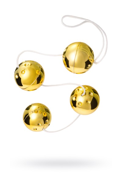 Вагинальные шарики Dream Toys со смещенным центром тяжести, ABS пластик, золотые, 4 шт., Ø3,5 см