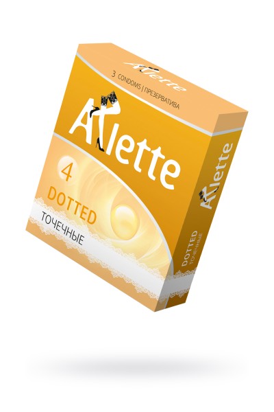 Презервативы Arlette, dotted, латекс, точечные, 18,5 см, 5,2 см, 3 шт.
