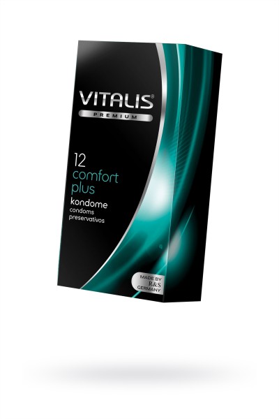 Презервативы Vitalis, premium, comfort plus, анатомичные, 18 см, 5,3 см, 12 шт.