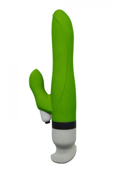 Вибратор с клит. стимулятором Hermes 6 режимов вибрации, зеленый 17,8 см, силикон