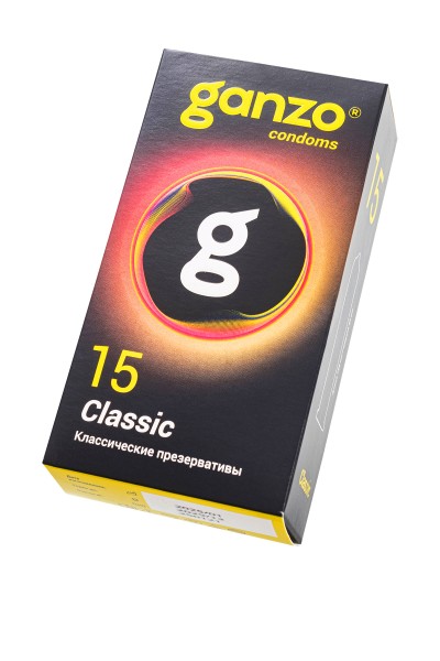 Презервативы Ganzo, classic, классические, латекс, двойная смазка, 18,5 см, 5,2 см, 15 шт.