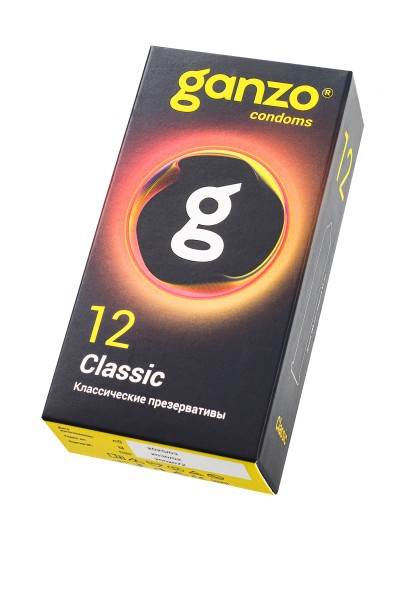 Презервативы Ganzo, classic, классические, латекс, двойная смазка, 18,5 см, 5,2 см, 12 шт.