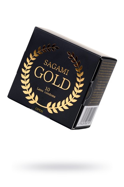 Презервативы Sagami, gold, латекс, 18 см, 5,2 см, 10 шт.