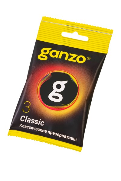 Презервативы Ganzo, classic,латекс, двойная смазка, 18,5 см, 5,2 см, 3 шт.в пакете Black Edition