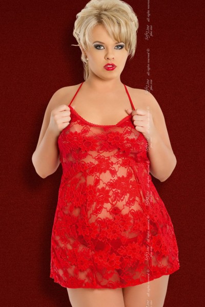 Ночная сорочка и стринги SoftLine Collection Amanda, красные, XL