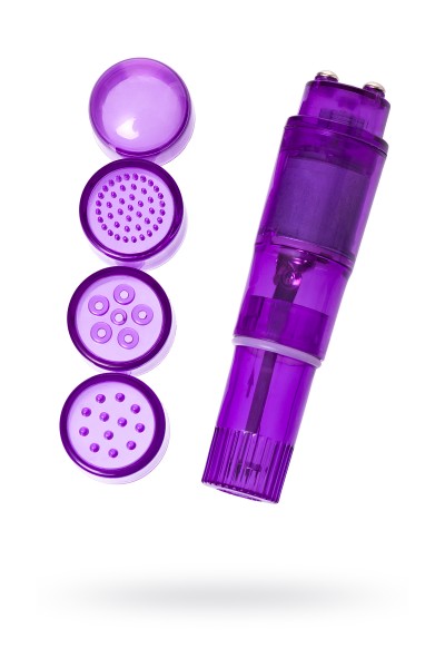 Мини вибратор Erotist Adult Toys с насадками, ABS пластик, фиолетовый, 11 см
