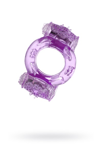 Эрекционное кольцо на пенис с двойной вибрациейTOYFA, TPE, фиолетовый