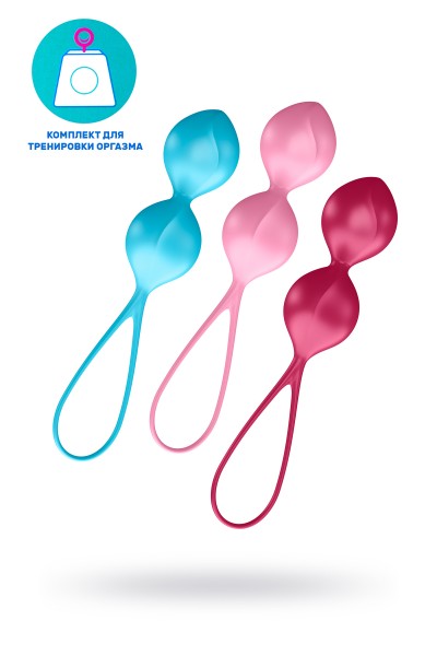 Набор вагинальных шариков Satisfyer Balls C03 Double, силикон, ассорти, Ø 3 см.