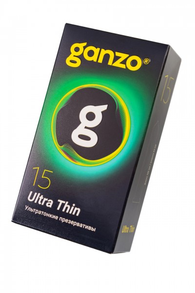 Презервативы Ganzo, ultra thin, супер тонкие, латекс,18 см, 5,2 см, 15 шт.