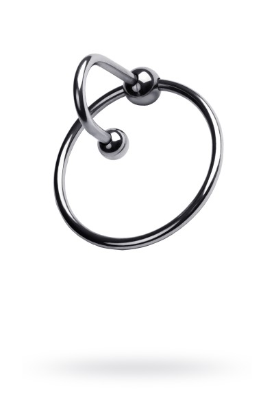 Кольцо на пенис TOYFA Metal с уретральным стоппером, серебристое, Ø4см