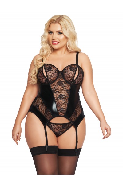 Корсет с пажами и стринги SoftLine Collection Jessica, черный, XL
