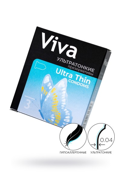 Презервативы Viva, ультратонкие, латекс, 18,5 см, 5,3 см, 3 шт.