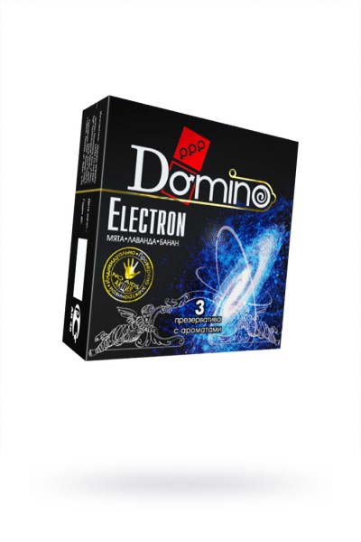 Презервативы Domino, premium, electron, мята, лаванда, банан, 18 см, 5,2 см, 3 шт.