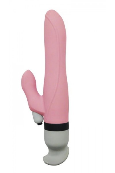 Вибратор с клит. стимулятором Hermes 6 режимов вибрации, розовый 17,8 см, силикон