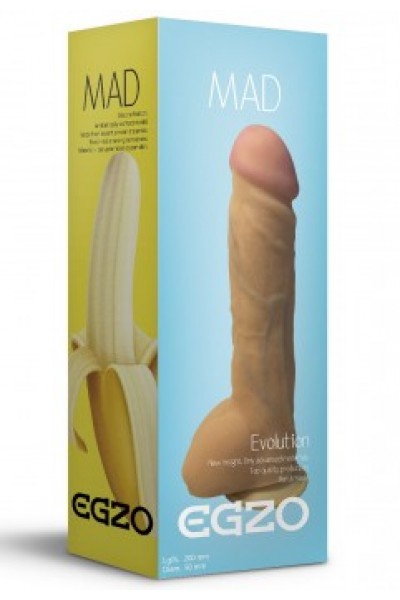 Реалистичный фаллоимитатор на присоске EGZO Banan, PVC, телесный, 23,5 см, 5 см