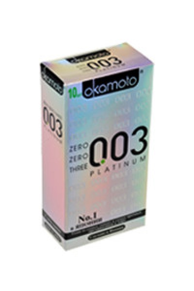 Презервативы «Окамото» 0.03, platinum, ультратонкие, 18 см, 5,2 см, 10 шт.