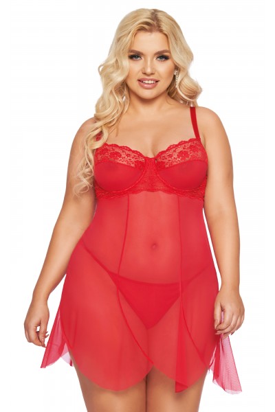 Ночная сорочка и стринги SoftLine Collection Carla, красный, XXXL