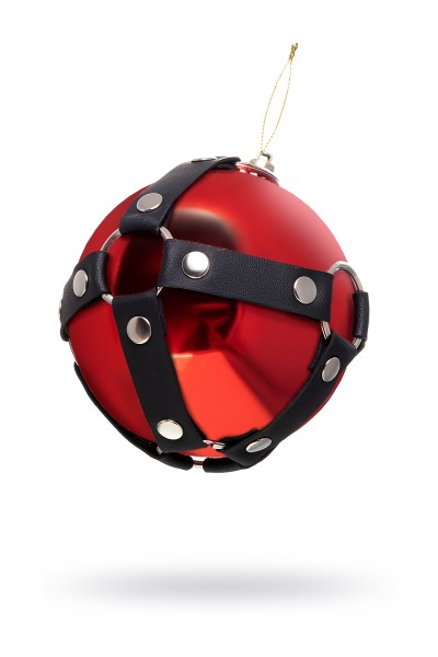 Новогодний шар Pecado BDSM, с клепками, глянцевый, красный, 10 см