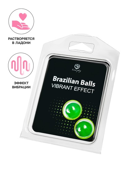 Массажное масло SECRET PLAY BRAZILIAN BALLS, с эффектом вибрации, 2 х 4 гр