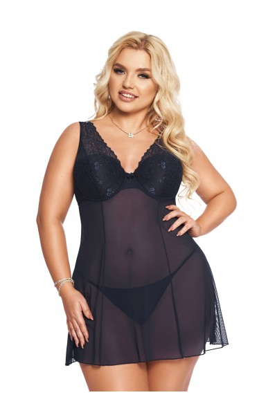 Комбинация и стринги SoftLine Collection Berta, синий, XXL