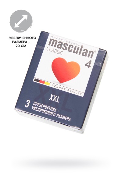 Презервативы Masculan, сlassic 4, XXL, латекс, увеличенного размера, розовый, 20 см, 5,5 см, 3 шт.