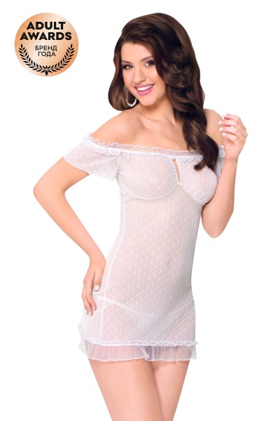Ночная сорочка и стринги SoftLine Collection Monica, белый, S/M