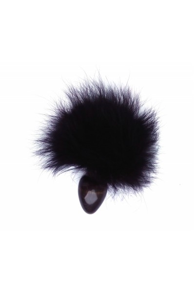Анальная втулка с чёрным заячьим хвостом Ø 4 см
