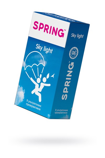 Презервативы Spring Sky Light, ультратонкие, латекс, 17,5 см, 9 шт