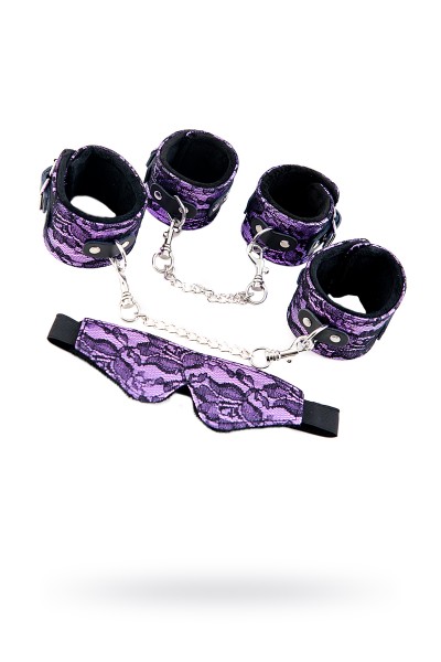 Кружевной набор TOYFA Marcus (наручники, оковы и маска), пурпурный