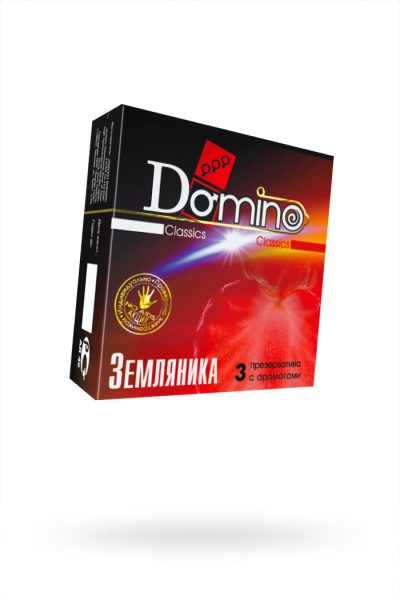 Презервативы Domino, classics, латекс, земляника, 18 см, 5,2 см, 3 шт.