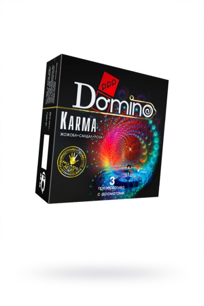 Презервативы Domino, premium, karma, роза, жожоба, сандал, 18 см, 5,2 см, 3 шт.