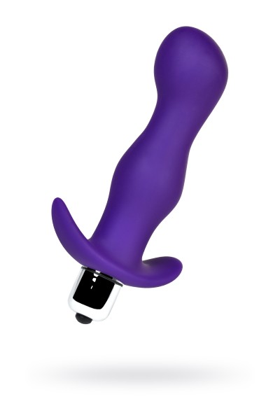 Анальная пробка с вибрацией A-Toys by TOYFA размера M, влагостойкая, силикон, фиолетовая, 12,9 см, Ø