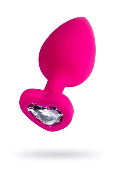 Анальная втулка ToDo by Toyfa Diamond Heart, силикон, розовая, 9,5 см, Ø 4 см