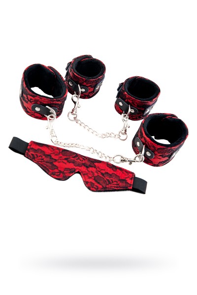 Кружевной набор TOYFA Marcus (наручники, оковы и маска), красный