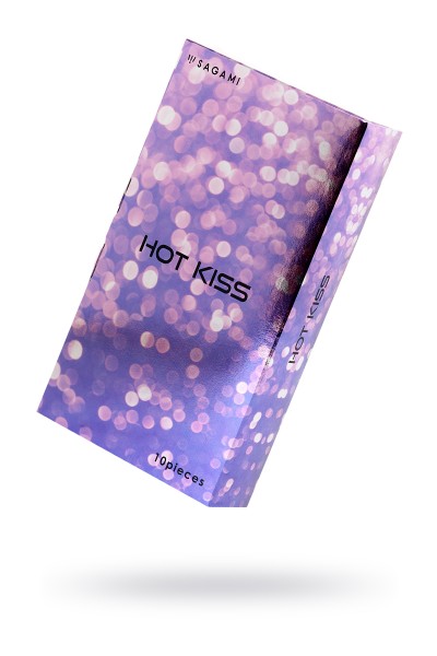 Презервативы Sagami, hot kiss, латекс, 18 см, 5,2 см, 10 шт.
